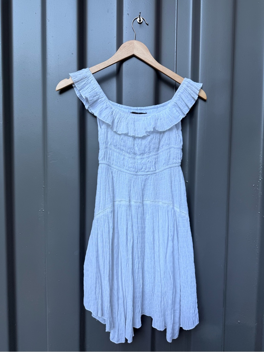 White Urban Outfitters Off the Shoulder Ruffled Cottagecore Sundress